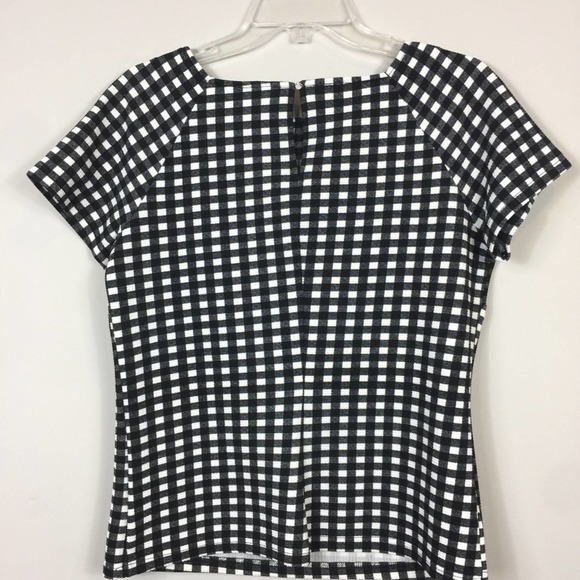 Black and White Gingham Short Sleeve Top Size Small - Picture 3 of 7